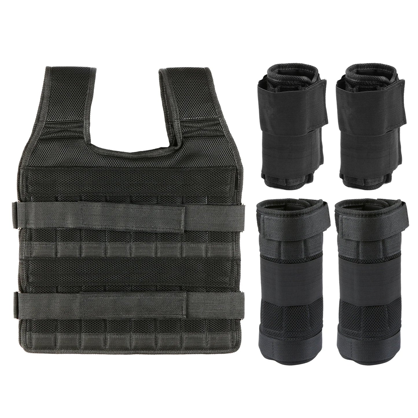15Kg/35Kg Adjustable Weight Vest Exercise Loading Weight Vest Strength Training Jacket with 6Kg Leg Weight 5Kg Arm Weight